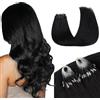 GOO GOO Extension Capelli Veri Cheratina Microring, 55cm 50g 50 Ciocche, 100% Remy Capelli Umani Estensioni per Capelli Alla Cheratina Fusione fredda Nero Corvino #1
