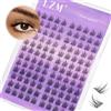 LZM Ciglia singole a ciuffetti naturali con fascia trasparente, morbide e sottili, 10-12 mm, lunghezze miste, estensioni per ciglia fai da casa