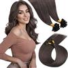 LaaVoo Extension Cheratina Capelli Veri Marrone Moka 45cm 50g 50 Ciocche, Invisibili e Naturali, Setosi e Lucenti,per Look alla Moda Colore 1C