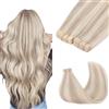 GOO GOO Extension Capelli Veri Biadesivo, Extension Biadesive Capelli Veri, 35cm-100g, 17A/60A Biondo cenere con riflessi biondo platino
