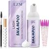 LZM Shampoo Ciglia Extension Kit Lashes 60ml + Spazzola Pulizia Set