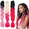 Zimoer 3Pcs Extension Capelli Colorati Jumbo Braids con Doppia Gradazione, Capelli Sintetici in Seta ad Alta Temperatura, Morbidi e Senza Nodi, Per Trecce Africane, Stili Versatili (24 inch)