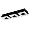 Eglo LED lampada da soffitto Fradelo 1, Applique a 3 | fiamme, lampada da soffitto in acciaio e plastica con effetto cristallo nero, trasparente, lampada da soggiorno, luce calda