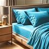 Nuit Des Rêves Premium Ranforce Double Fitted Sheet (140 x 190 + 30 cm), 100% cotone, 155 thread Count, turchese, lavabile in lavatrice a 30 °C, morbido e durevole