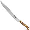 Giesser since 1776 - Made in Germany - Coltello trinciante, 31 cm, Spicy Orange, PremiumCut Slicer No 1, coltello da prosciutto, manico in acrilico, esotico, inossidabile,coltello tedesco da barbecue