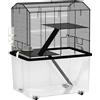 PawHut Gabbia per criceti gabbia per roditori 3 piani con ruote piattaforma e scala in filo d'acciaio 57 x 43 x 74 cm nero | Aosom Italy