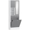 HOMCOM Armadio da bagno con cestino per il bucato e porta specchiata ripiano regolabile 62 x 28,3 x 181 cm grigio e bianco | Aosom Italy
