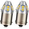 Ruiandsion - 2 lampadine LED 1156 bianco caldo 6-30V BA15S 7506, 6V 12V 24V, luci posteriori di riserva per auto, moto, senza polarità