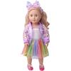 NIXNUT Vestiti per Bambole Abito Gilet Gonna Colorata Giacca con Paillettes Abbigliamento Primaverile alla Moda per Bambola American Girl da 18 Pollici con Fascia per Capelli