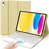 IVEOPPE Tastiera iPad 10 Generazione/A16 11 Generation (10.9/11 pollici, 2022/2025) con Touchpad, Cover Tastiera Trackpad Italiano QWERTY Bluetooth Staccabile per iPad 10/11 Gen con Portapenna, Giallo Chiaro