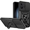 ESTH® Cover per Realme C53 4G/Narzo N53 4G con Custodia per Fotocamera Scorrevole e Supporto ad Anello [Custodia Paraurti Compatibile con Supporto Magnetico per Auto], Nero