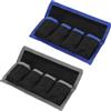 PATIKIL Custodia per Batterie Fotocamera, 4 Tasche in Nylon Custodia per Batterie DSLR Porta Batterie AAA e LP-E6 LP-E8 NP-FW50 EN-EL14 EN-EL15 (Grigio, Blu)