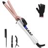 UNOBEY Ferro arricciacapelli professionale da 3/4 pollici, ferro arricciacapelli con clip in ceramica per capelli corti e lunghi, display LCD con guanto, doppia tensione