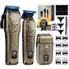 BESTBOMG Set di tagliacapelli da uomo, tagliacapelli professionale, tagliacapelli e rasoio ricaricabile, lama a T in metallo, display a LED, kit per taglio capelli da barbiere per uomini (807E-Bronze)