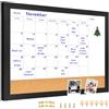 Umtiti Lavagna bianca cancellabile a secco con calendario mensile e bacheca in sughero, 33 x 43 cm, cornice in legno nero, superficie magnetica. Perfetta per organizzare il tuo spazio. Lavagna bianca
