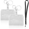 AMANDELIZABE 2 custodie trasparenti per carte di credito, con portachiavi, porta badge per badge e porta badge