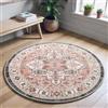 Carvapet Lavabile Tappeto Rotondo 120cm Antiscivolo Sottile Rosa Tappeto a Cerchio Salotto Cameretta Soggiorno Medaglione Retrò Stampato Tappeti di Zona