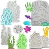 Ltsbaed 5 pezzi Stampo In Silicone Per Animali Marini, 3D Animale Oceano Silicone Stampo, 3D Stampi per Torte a Tema Marino, forma di corallo, tartaruga, pesce, per Fare Caramelle, Cioccolato, Gelatina