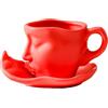 Swtgaah Tazza da caffè piattino per San Valentino, set di tazze da caffè in ceramica, adatta per bar di casa, caffè (rosso)