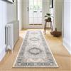 Carvapet Tappeto Corridore Antiscivolo 60x240cm Lungo Tappeti Runner Passatoia Grigio Medaglione Vintage Tappeti di Zona Lavabile Morbido Microfibra Tappeto Cucina