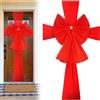 GWAWG Kit di fiocchi natalizi giganti per porta, grandi decorazioni natalizie per esterni, fiocco rosso per porta d'ingresso con dettagli in strass, per grandi decorazioni natalizie per portico