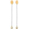 Breil, Collezione Moonlight, Orecchini Donna, Orecchini Pendenti Bicolor in Acciaio Lucido con Cristalli, Catena Silver con Sfera IP Gold e Logo a Lobo, Chiusura a Farfalla, Lunghezza 7 cm