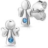 MATERIA by Matthias Wagner Orecchini con angelo custode in argento 925 per bambini, con zirconi SO-205, Argento sterling Zirconia cubica, Zirconia cubica