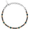 Breil, Collezione Hugo, Bracciale Uomo in Acciaio Lucido, Catena Multicolore con Cilindri in Pietra e Dischi di Ematite Nera, Chiusura Regolabile, Lunghezza fino a 22 cm, Idea Regalo Uomo