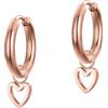 day berlin day.berlin orecchini a cerchio Gia da donna placcati oro 18k con piccolo ciondolo a cuore, 14mm di diametro, acciaio inox 316L, senza nichel e resistenti all'acqua