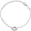 Breil, Collezione Tetra, Bracciale Donna in Acciaio Specchiato, con Forme Iconiche Geometriche e Perla Naturale, Pratica Chiusura, Lunghezza Regolabile 15-21 cm, Colore Silver, Idee Regalo Donna