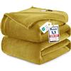 WAVVE Plaid Coperta di Pile Flanella Invernale Autunnale - 230x270 cm, Giallo - Plaid Grande Gigante Grosso 270x230 - Letto Matrimoniale, Calda e Morbida, 230 x 270