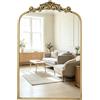 Awhtixbo Specchio barocco oro antico - Specchio da parete semicircolare vintage con forma ad arco per soggiorno e corridoio, decorazione da parete per soggiorno, 40 x 61 cm