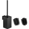 WAVEWO Scopino per WC con montaggio a parete, scopino in silicone e supporto, scopino quadrato in acciaio inox 304, con 2 testine (quadrate nero)