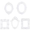 FINGERINSPIRE 5 cornici vintage in resina (5 diversi stili e dimensioni), stile retrò bianco fiore ovale rettangolare cornice senza vetro, cornice da tavolo per la fotografia casa decorazione