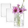 WIYETY Set di 3 vasi cilindrici in vetro trasparente: vasi decorativi minimalisti moderni, vasi per fiori, vasi in vetro trasparente per decorazione da tavolo, soggiorno, camera da letto, matrimonio,