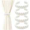 TAIVIN 4 Pezzi Fermatende Intrecciati Bianco in Corda di Canapa, | Cravatte per Tende Stile Bohémien Rustico,Tende Cucina per Casa,Camera da Letto,Esterni