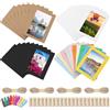 Swpeet Set di 64 cornici colorate in carta da 12,7 cm, cornici da appendere per foto, cornici in cartone, colorate/kaki/bianco/nero da appendere ciascuna per 10 pezzi, 20 clip, 4 corde