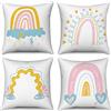 Hnmdmyi Copricuscino Boho Arcobaleno 40x40 Set di 4, Cameretta per bambini bohémien Ispiratore di copricuscini decorativi arcobaleno Copricuscino in lino per divano letto giardino esterno Home Decor