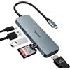 Tymyp Hub USB C, adattatore 6 in 1, con HDMI 4K, 100 W, PD, 2 x USB 3.0, lettore di schede SD/TF per MacBook Air, Pro, iPad Pro, Dell, Lenovo, Samsung