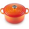 LE CREUSET CASSERUOLA ROTONDA, GHISA EVOLUTION ARANCIONE FLAME (FIAMMA), M - d 24 cm x 4.2 lt