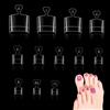 JSRQT 240 Pezzi Unghie Finte per Piedi, 12 Misure Mezza Copertura Unghie Finte Quadrate Corte Francesi Trasparenti con Manici per Donne Ragazze, Estensioni delle Unghie Piedi, Nail Art Salone Bellezza