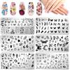 JSRQT 6 Pezzi Piastre per Nail Art, Farfalla Fiore Piuma Foglie Set di Nail Art Stamping Stampini, Piastre per Nail Art in Metallo, Modelli di Stencil per Unghie per Donne Manicure Art Fai da Te