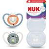 NUK Perfect Match - Ciuccio Air Night per bambini, 6-18 mesi, che si illuminano al buio che favoriscono il flusso d'aria e prevengono le eruzioni cutanee da saliva, accettazione del 95% del bambino