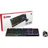 MSI Tastiera + Mouse Gaming MSI Vigor GK30 COMBO - Kit composto da Tastiera VIGOR GK30 RGB con switch a membrana semi-meccanici + Mouse CLUTCH GM11