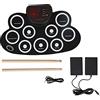 Gugxiom Set di Batteria Elettronica, Set di Batteria Avvolgibile, Kit di Batteria con Pad Avvolgibile da 9 Pad, con Pedali e Bacchette, Doppio Altoparlante Integrato, Ideale per i