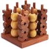 Ajuny Tris 3D in Legno Fatto a Mano - Gioco Tic Tac Toe Strategico 2 Giocatori, 28 Pezzi, Decorazione Rustica Tavolo, Idea Regalo Bambini Adulti Natale Compleanno