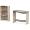 Set scrivania con cassetto e libreria 3 ripiani rovere