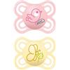 Mam Coppia di Succhietti in Silicone 2-6 Mesi Perfect Night Rosa e Giallo