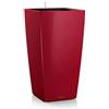 LECHUZA CUBICO 50, fioriera autoirrigante, vaso per interni ed esterni, colore rosso scarlatto lucido
