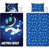 Character World Astro Bot - Set copripiumino singolo, reversibile, double-face, con federa coordinata, colore: blu